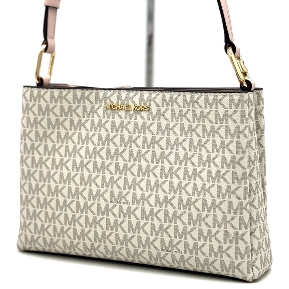 Michael Kors Trisha Medium Triple Compartment Crossbody Bag Powder Blush Multi